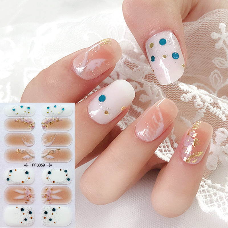 CWholesale 5D Imitation Diamond Nail Sticker Baking Free Gel Christmas Snowflake Elk Nail Sticker DIY Nail Stickers