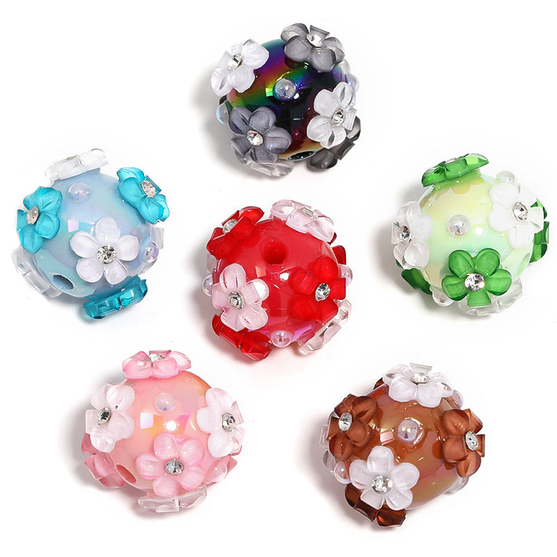Wholesale 5pcs/pack Heavy industry DIY beaded pen accessories pearl flower acrylic beads