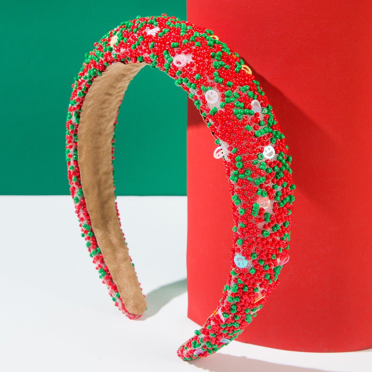 Wholesale The Hot-selling Christmas Inlaid with Red and Green Rice Beads Creative Headband