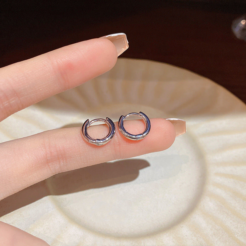 Wholesale S925 Silver Needle Round Plain Circle Copper Earrings