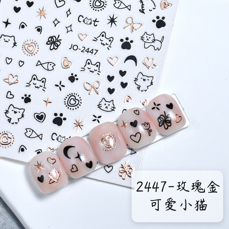 Wholesale New style nail stickers sweet cool kitten online celebrity same style Cute graffiti style kitten curly dog rabbit nail art