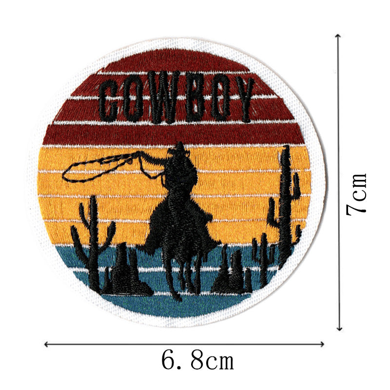 Wholesale Western Cowboy Creative Embroidery Sharpshooter Hat, Reins, Violin Boots Accessories Patch FS