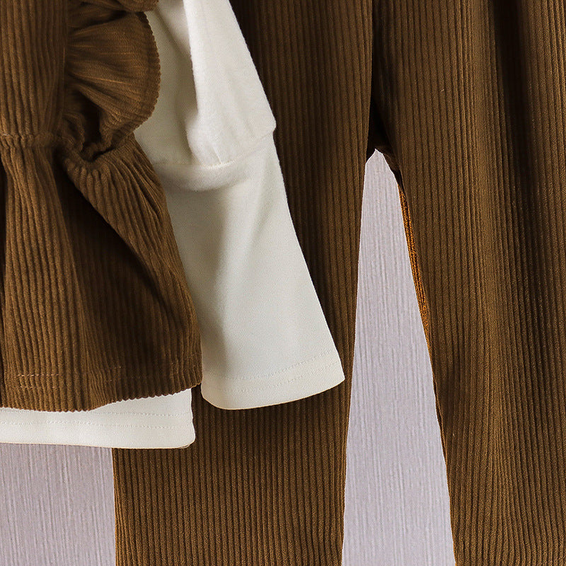 Wholesale Creative Simple Brown Fake Two-piece Set Baby Clothes