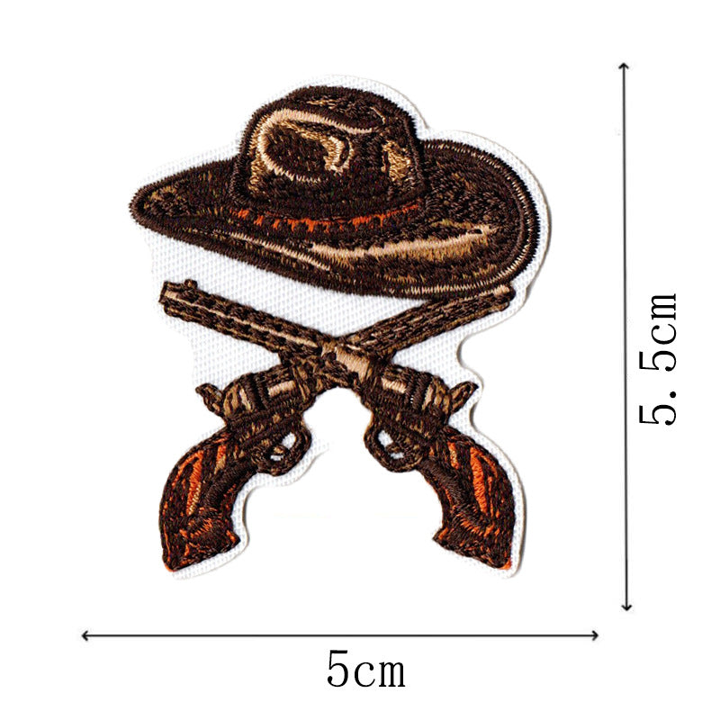 Wholesale Western Cowboy Creative Embroidery Sharpshooter Hat, Reins, Violin Boots Accessories Patch FS