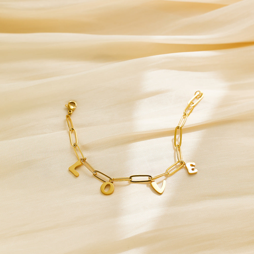Wholesale Titanium Steel Love Letter Bracelet