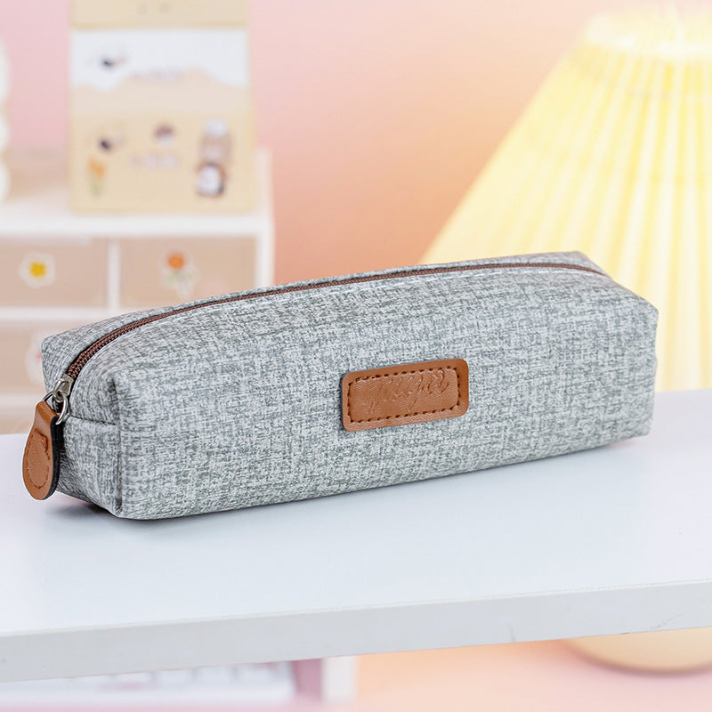 Wholesale Simple Solid PU Waterproof Single Layer Pencil Bag