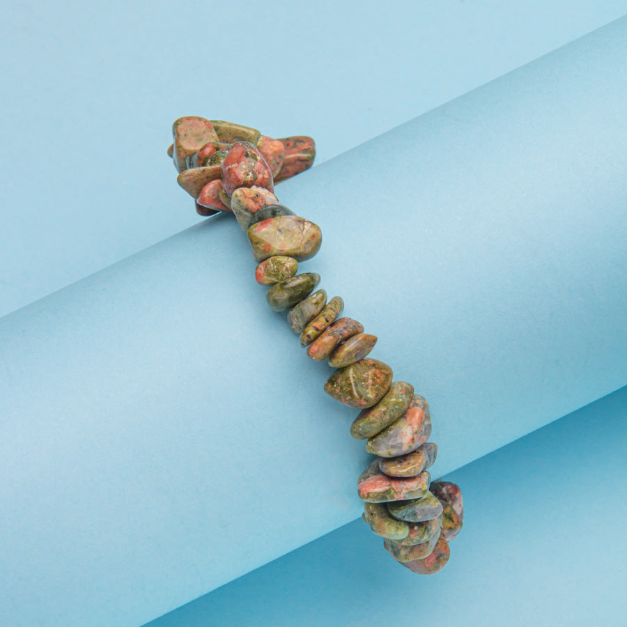 Wholesale natural stone crystal agate colorful gravel elastic bracelet