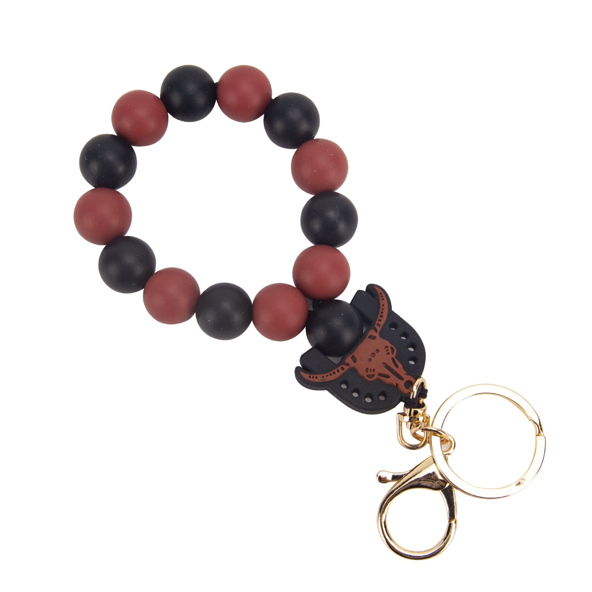 Wholesale Cartoon Silicone Beads Bull Head Western Style Wrist Keychain