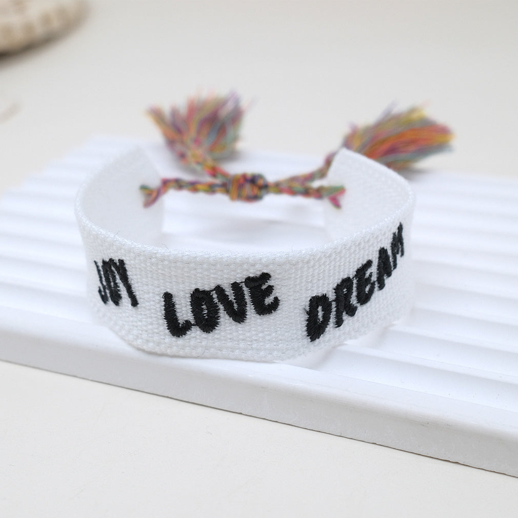 Wholesale Cord Embroiderable Logo Letter Bracelet