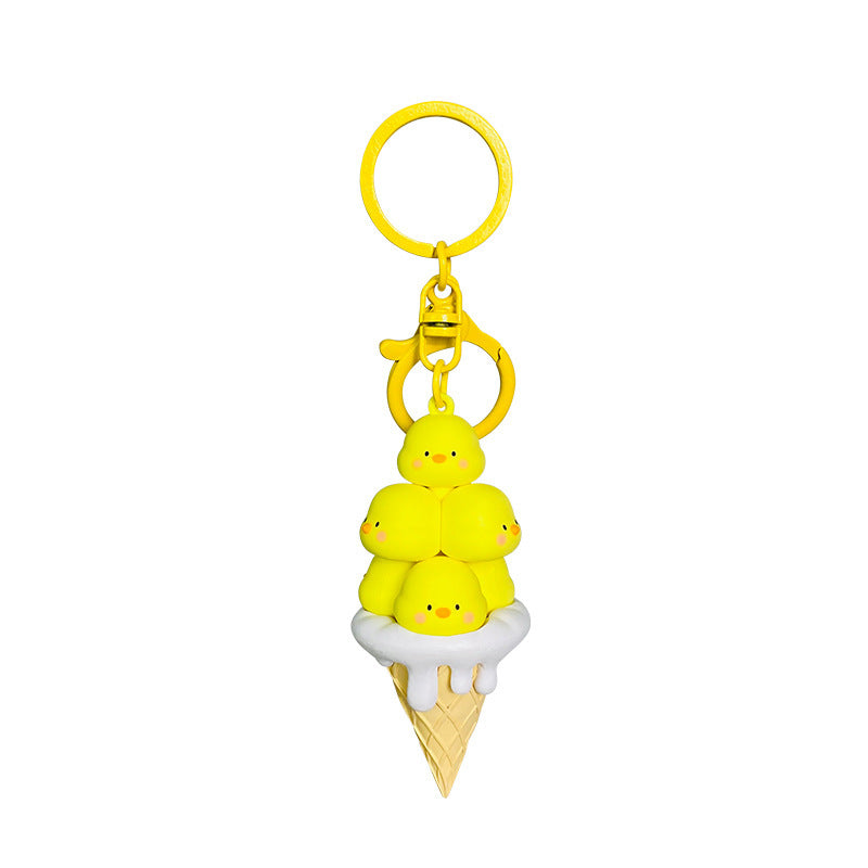 Wholesale Cartoon Green Mango Peach Ice Cream Stacking Music Silicone Keychain