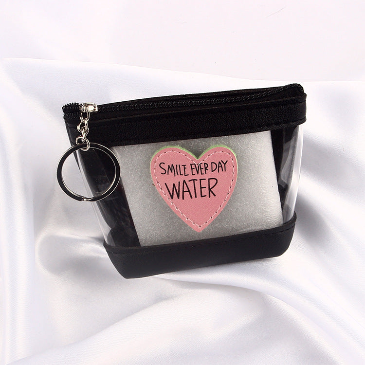 Wholesale PU Transparent Love Coin Purse Keychain