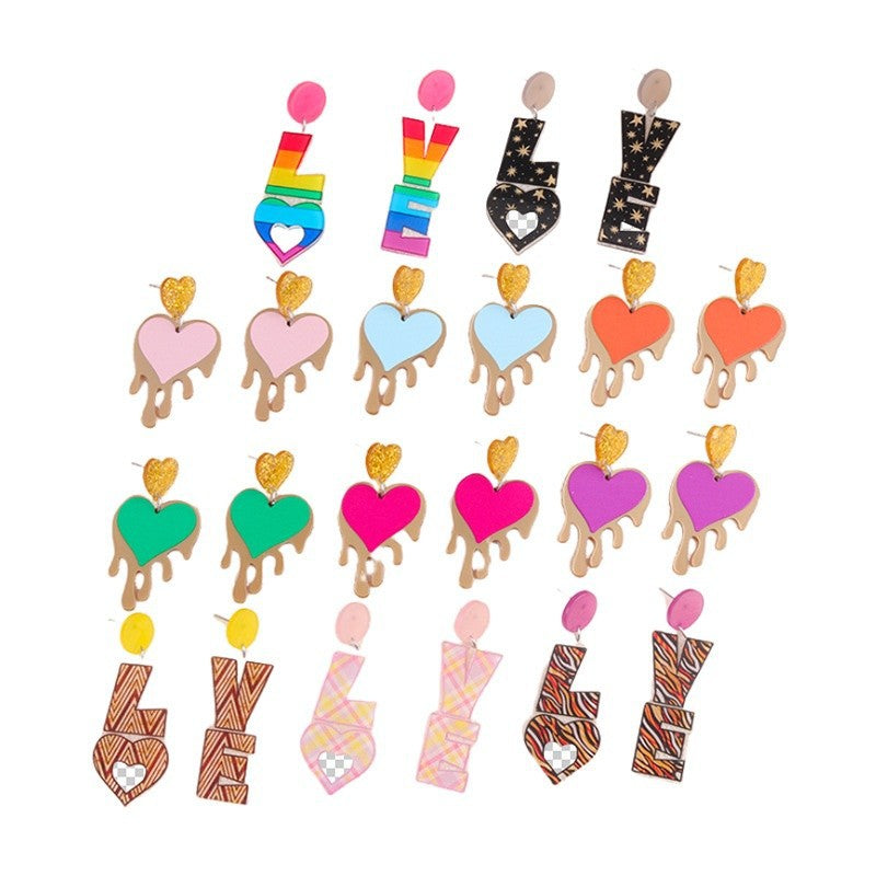 Wholesale Valentine's Day LOVE Letter Acrylic Personality Simple Heart Earrings