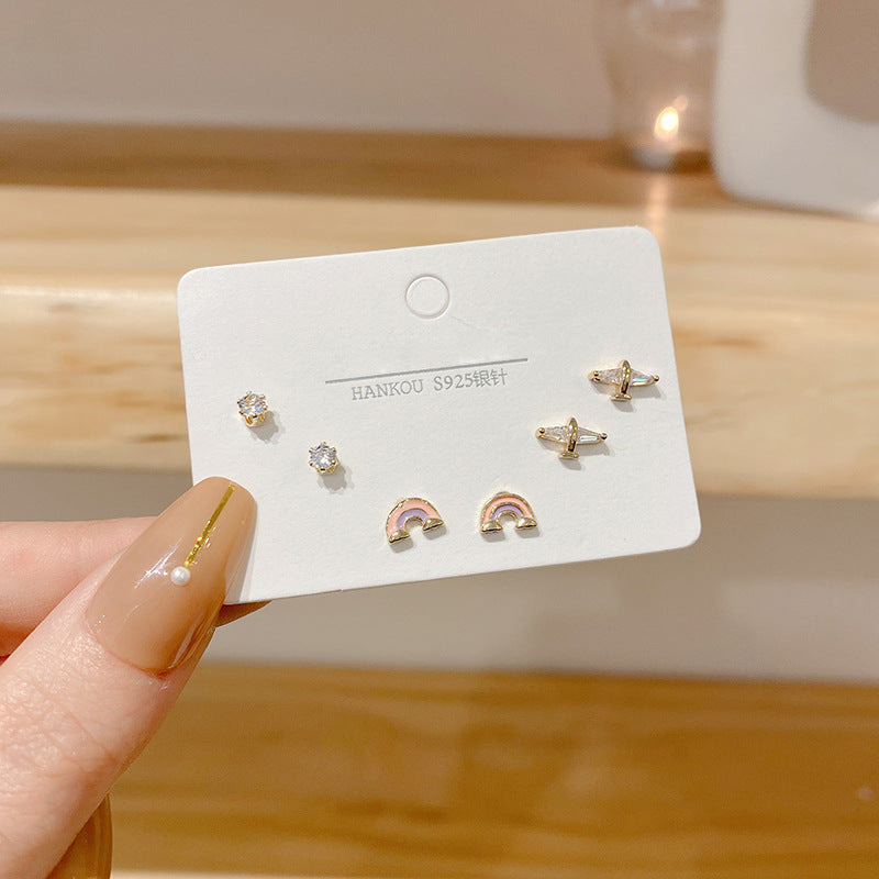 Wholesale Petite Zircon Copper Earrings Set