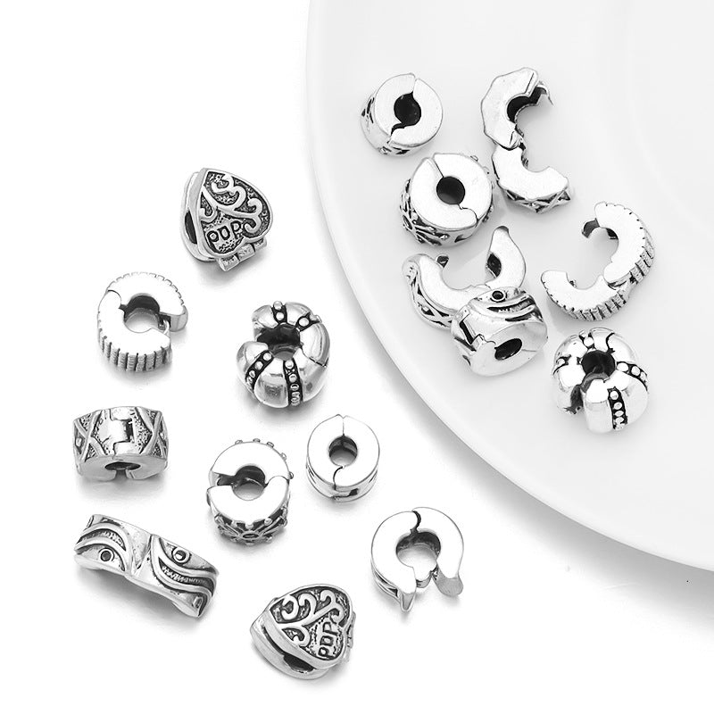 Pulsera de plata de 10 piezas de 10 piezas al por mayor Posicionamiento sin deslizamiento Clip Beads de hebilla