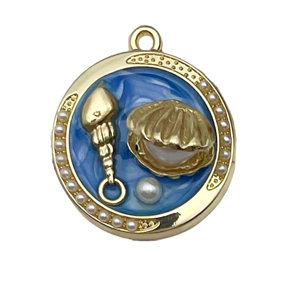 Wholesale Oil Painting Ocean Series DIY Alloy Oil Drop Pendant Necklace Earrings