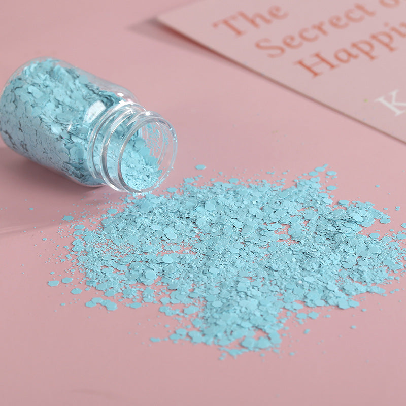 Wholesale DIY Handmade Materials Flow Linen Nail Art Macaron Mixed Glitter Matte Candy Color Hexagonal Glitter