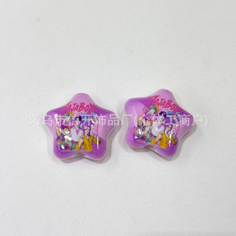 Wholesale 200pcs/pack Cartoon print five-pointed star ballpoint pen with perforation OLY Exclusive