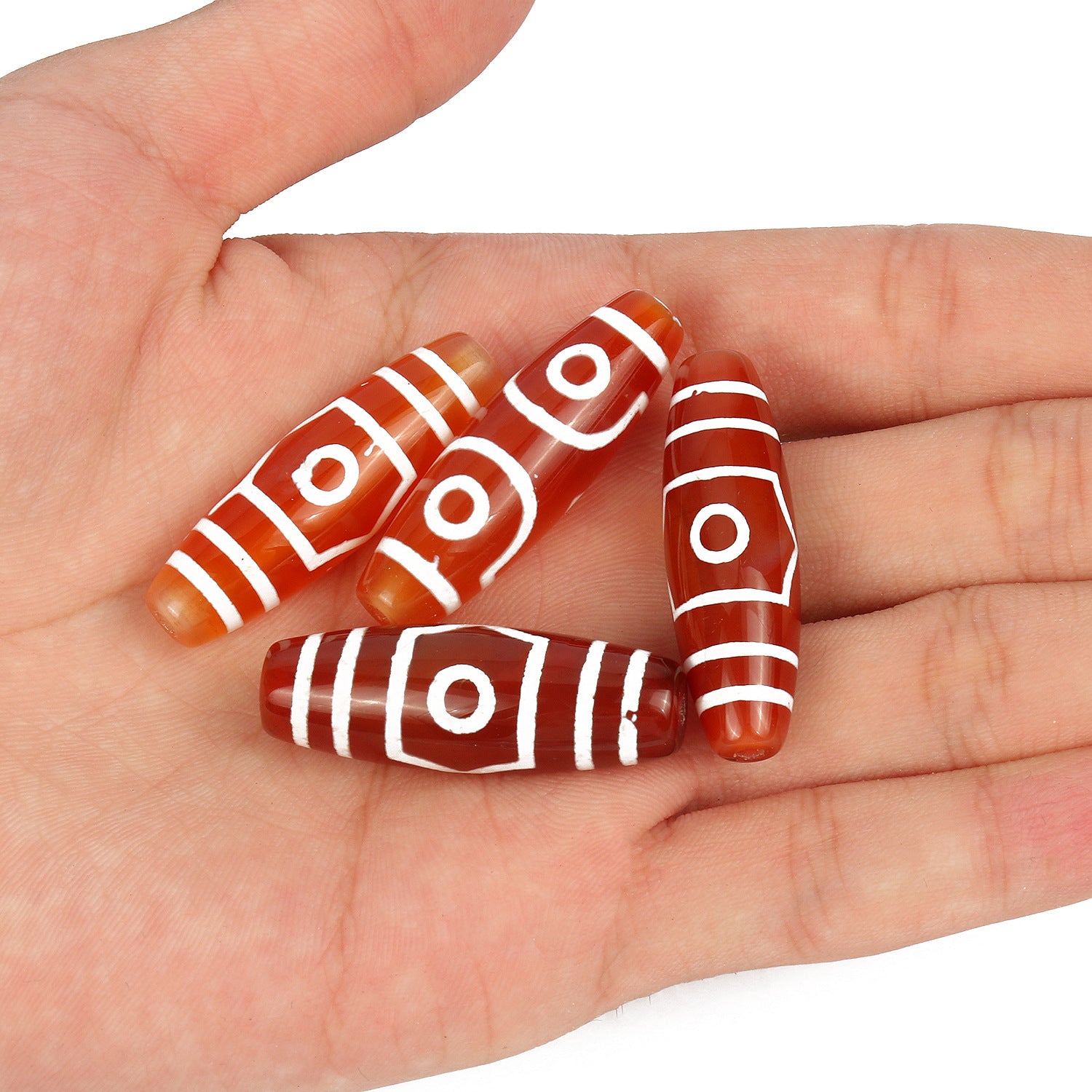 Wholesale Black and White 3 Eyes Love Cylinder Natural Agate Sky Beads