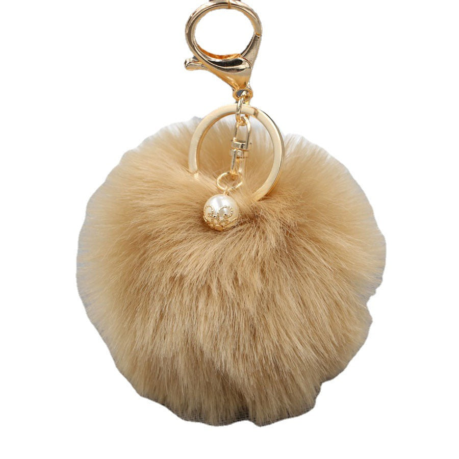 Wholesale Pearl 8cm Fur Ball Keychain