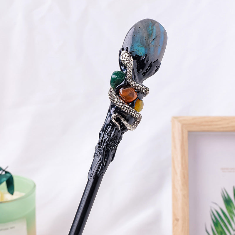 Wholesale Natural Crystal Ball Rolling Magic Wand Halloween Hairpin