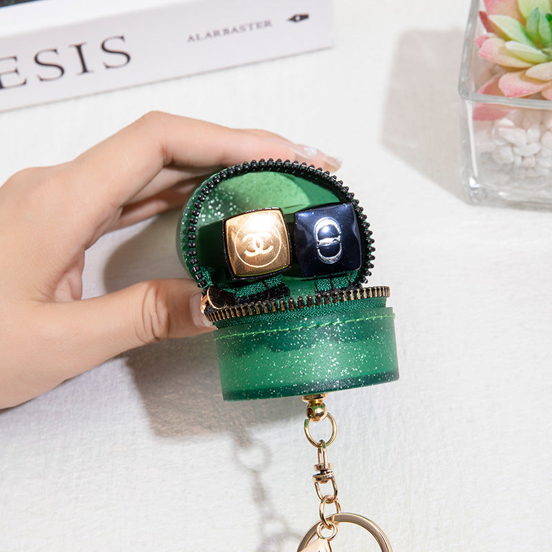 Wholesale PVC Candy Color Lipstick Storage Keychain