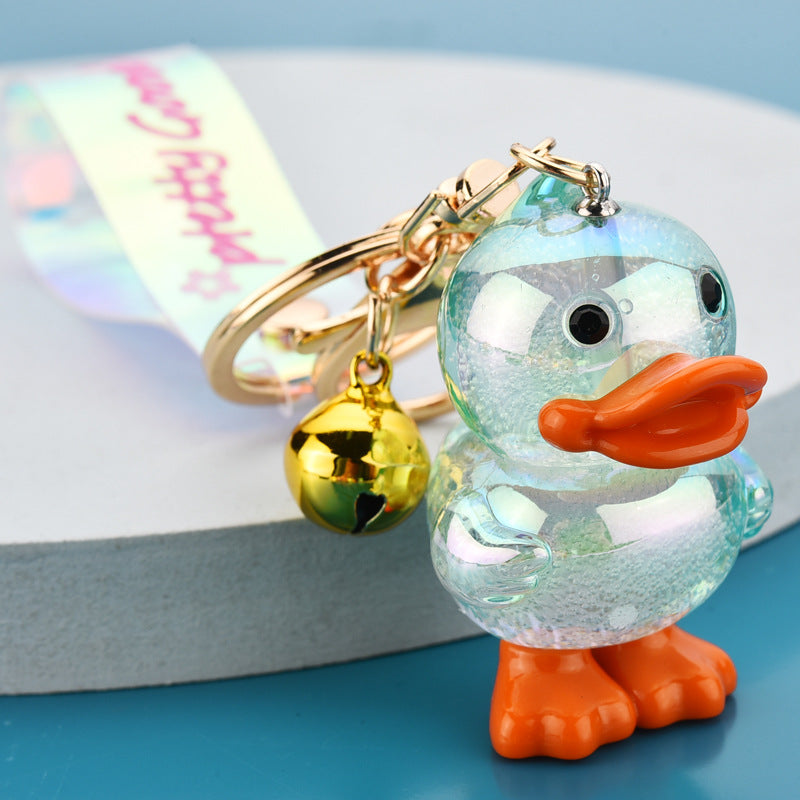 Wholesale Acrylic Fantasy Duck Print Fantasy Leather Rope Keychain