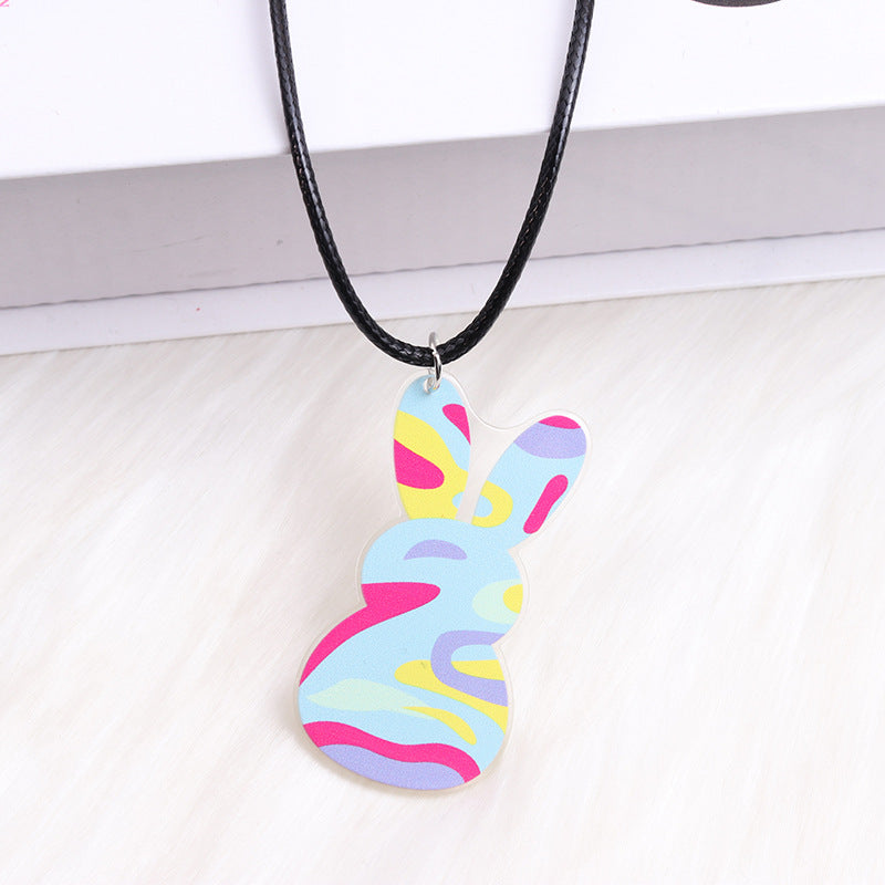 Wholesale Easter White Rabbit Basket Chick Acrylic Necklace