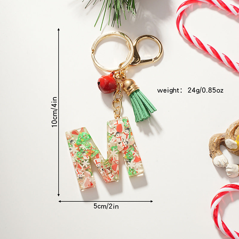 Wholesale Cartoon Christmas Pattern Letter Acrylic Keychain