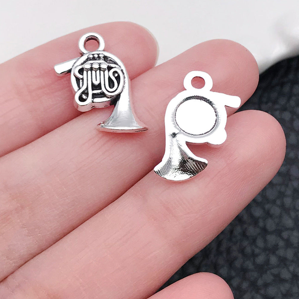 Wholesale Antique Silver Violin Guitar Saxophone Instrument Notes Creative DIY Necklace Bracelet Pendant