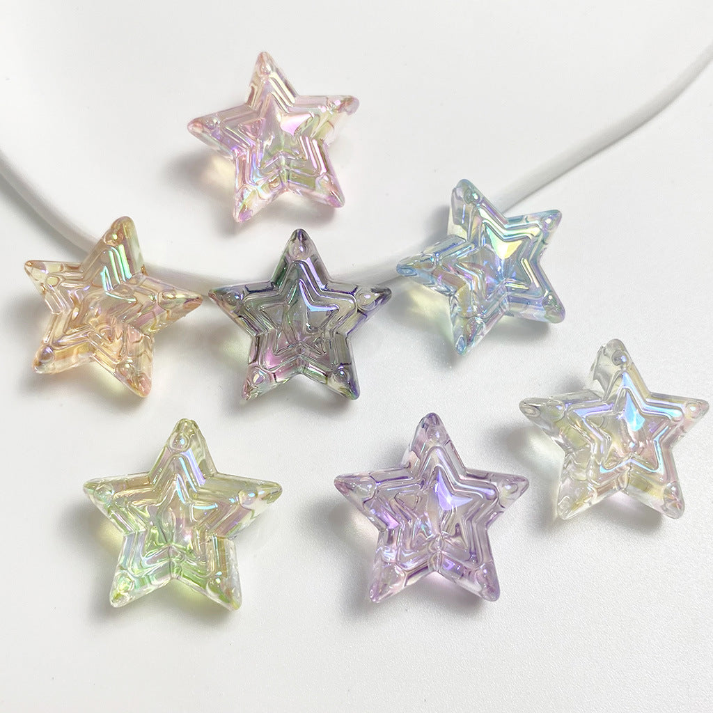 Wholesale 10pcs/pack Luminous Thin Glitter Mermaid Ji Three-layer Pentagram Beads