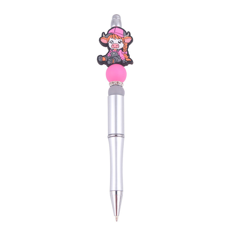 Wholesale Beaded Pens Cow Silicone Beads Plastic Multifunctional Ballpoint Pen