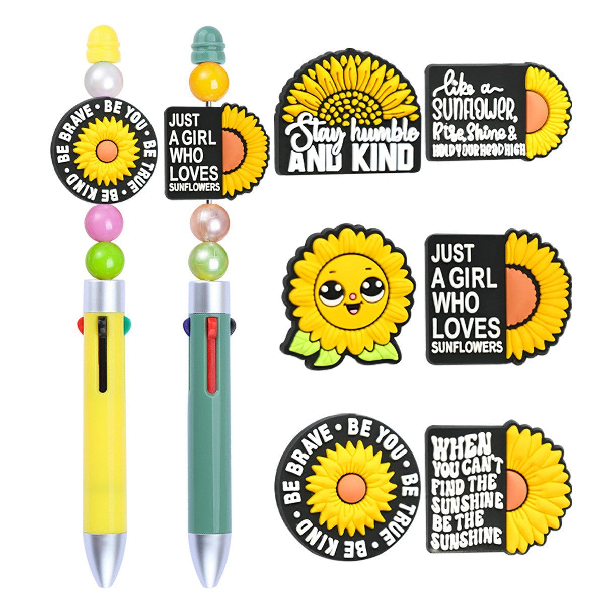 Wholesale  Random 100pcs/pack  Cartoon Sunflower Series Beads