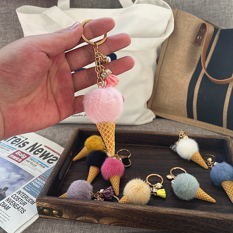 Wholesale 50PCS Ice Cream Cartoon Plush Key Chain Pendant