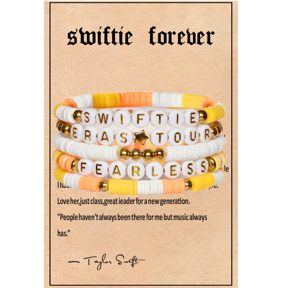 Wholesale Soft Clay Taylor Friendship Letter Beads Millet Beads Bracelet