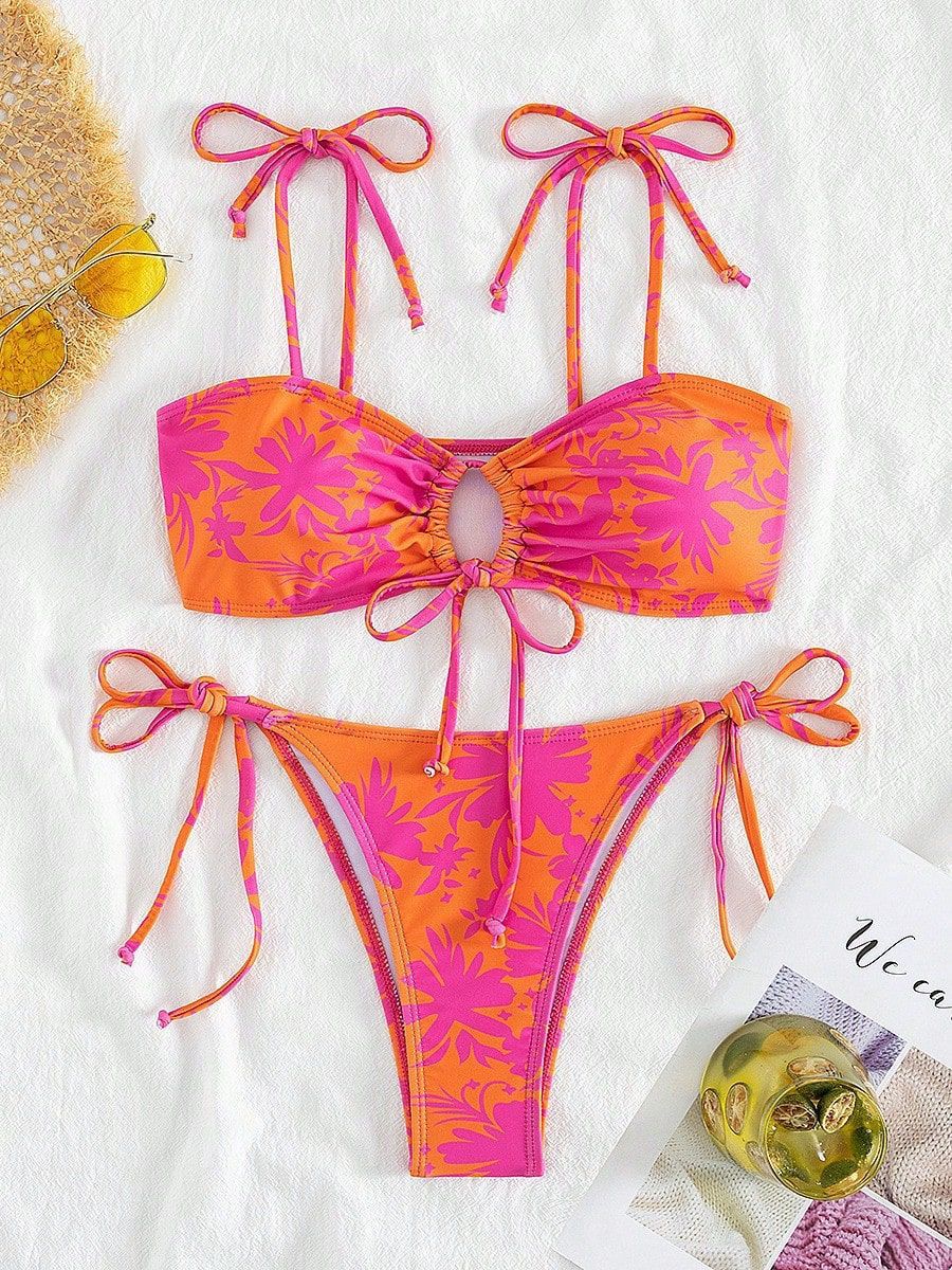 Wholesale Three-point strap split swimsuit