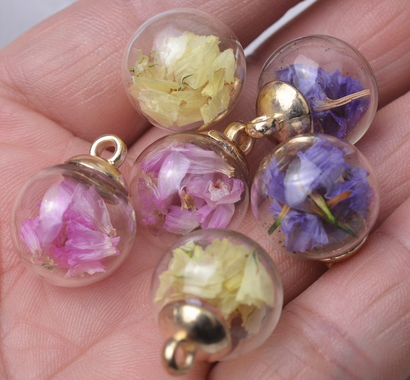 Wholesale 20pcs Alloy Glass Acrylic Small Ball Pendant DIY Handmade Jewelry Bulk Accessories Earring Accessories Key Case Pendant