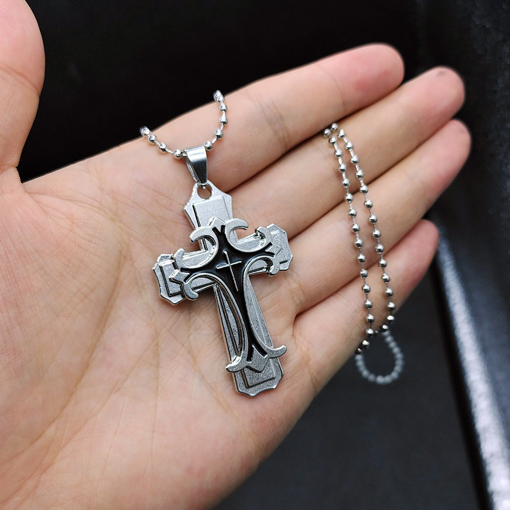 Wholesale Oil Dripping Mechanical Sense Metal Cross Alloy Retro Necklace