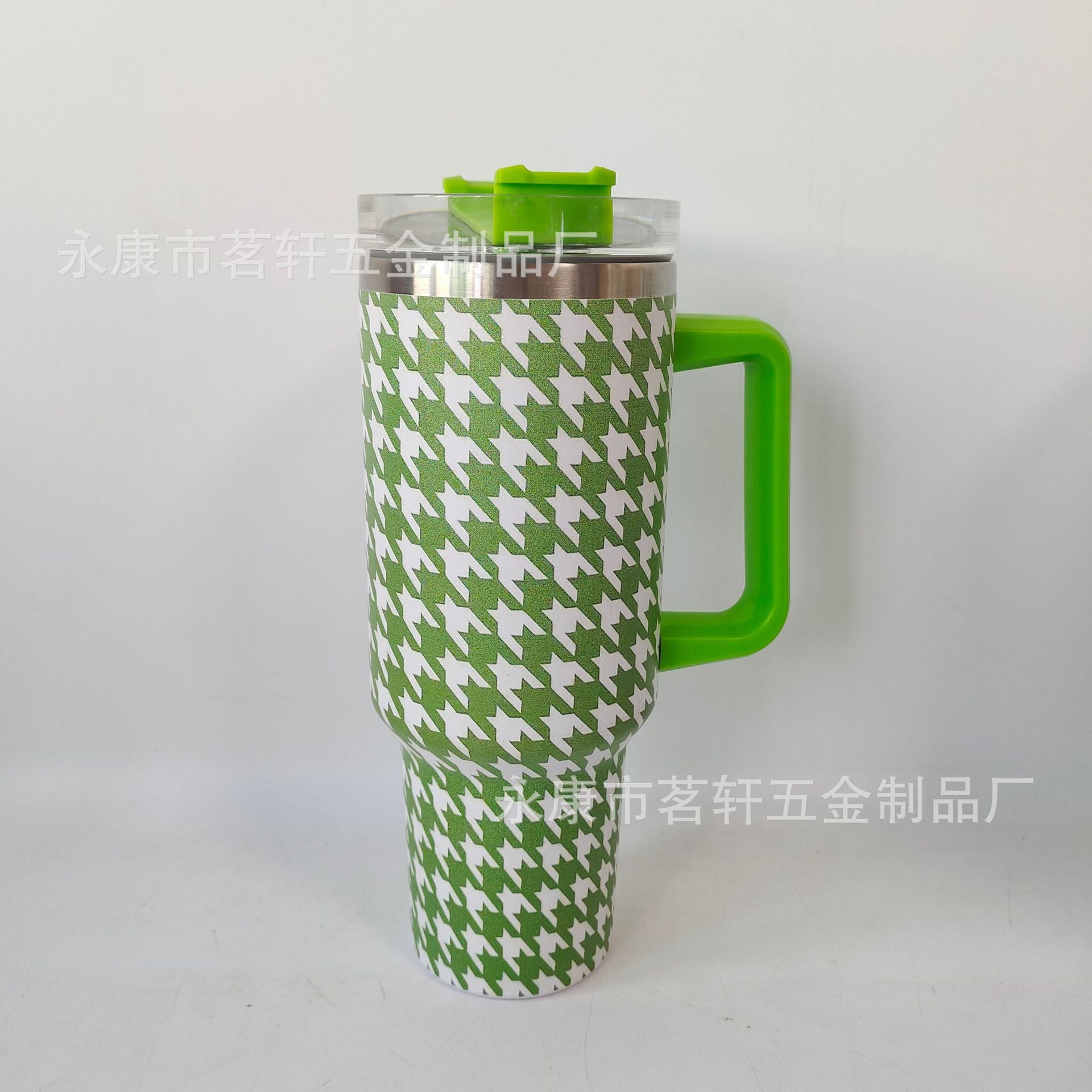 Wholesale Tumbler Houndstooth Stainless Steel Double-layer Handle Insulation 40oz Ice Cup