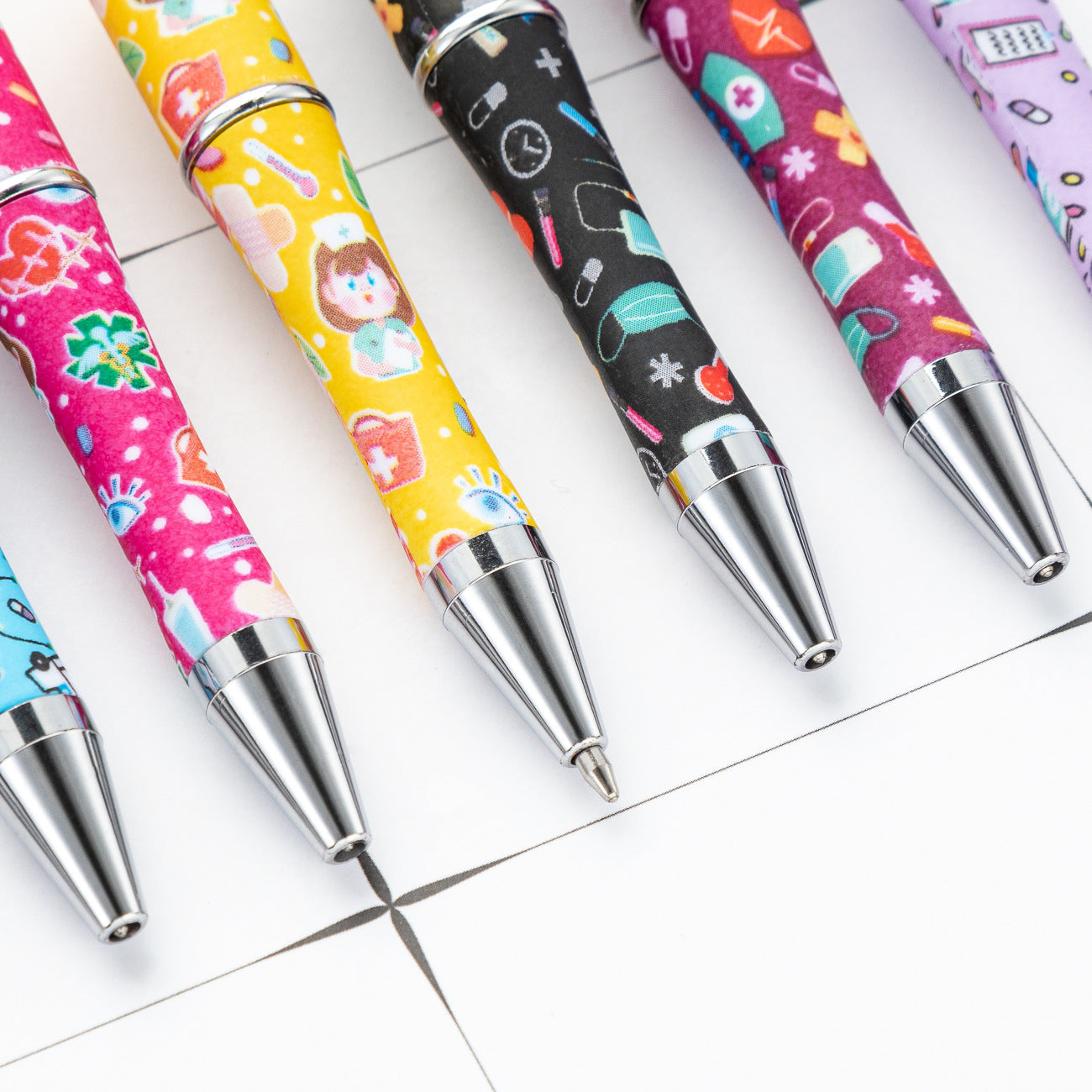 Wholesale Beadable Pen International Nurses Day Printed Plastic Pen DIY for Beaded