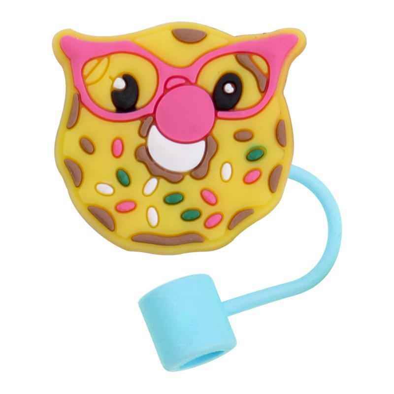 Wholesale 10pcs Cartoon Silicone Donut Straw Cap Dust Plug Cup Accessories