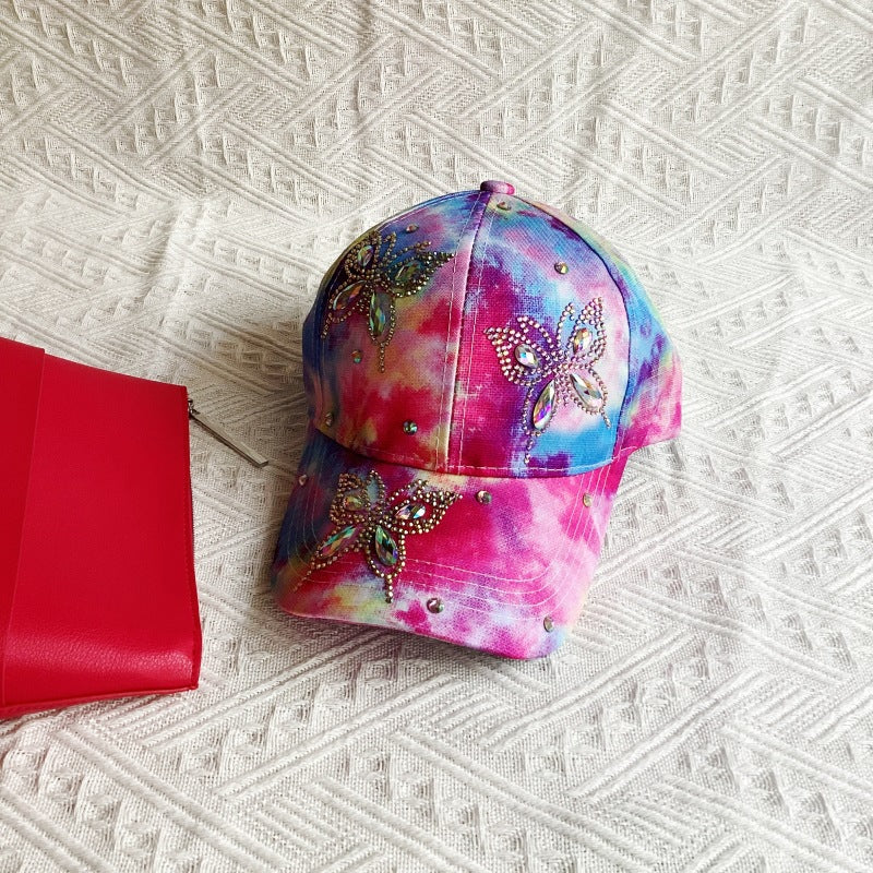 Wholesale Hot Diamond Glass Diamond Butterfly Baseball Cap