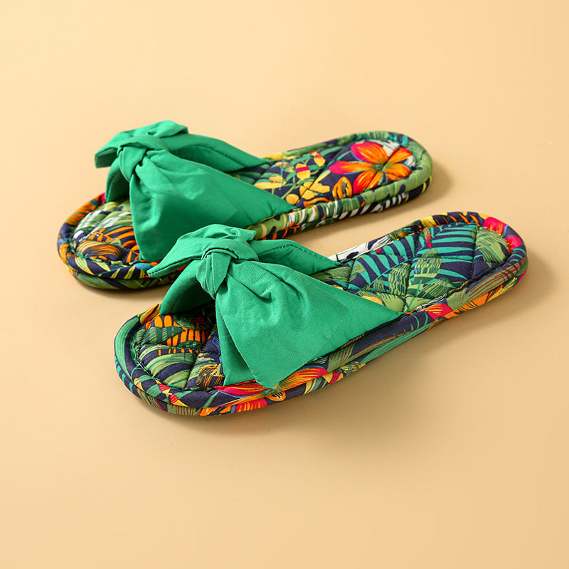 Wholesale Fabric Bowknot Indoor Non-slip Slippers