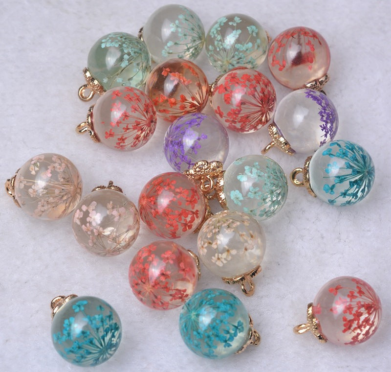 Wholesale 20pcs Alloy Glass Acrylic Small Ball Pendant DIY Handmade Jewelry Bulk Accessories Earring Accessories Key Case Pendant