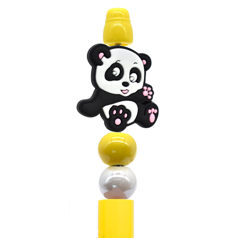 Wholesale Random100pcs/pack DIY Cute Cartoon Panda Beaded Pen Pvc Soft Glue Focus Beads