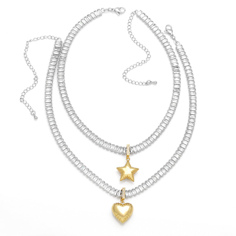 Wholesale Love Copper Plated 18k Gold Vintage Star Necklace