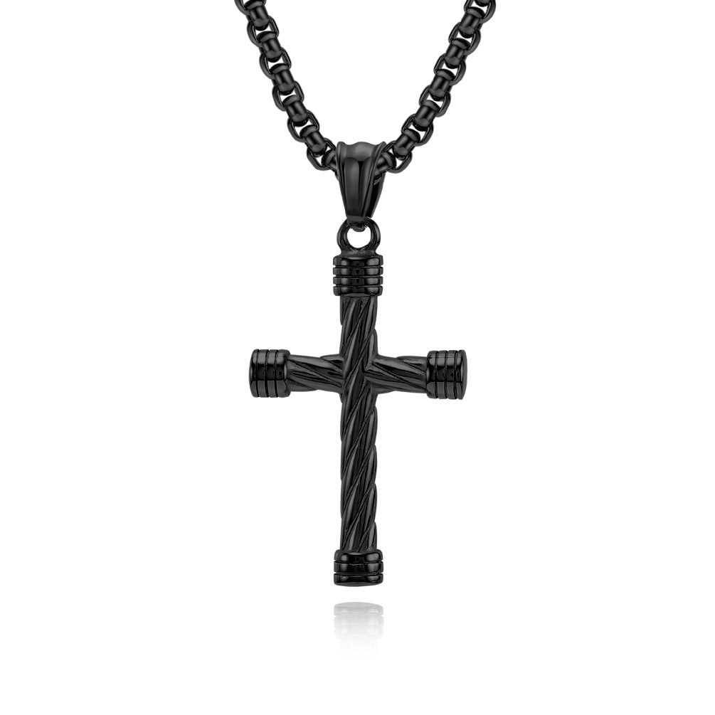 Wholesale Twisted Titanium Cross Men's Hip Hop Punk Necklace