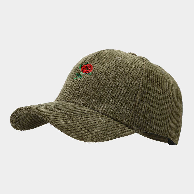 Wholesale rose embroidered baseball spring outdoor travel Sun-proof peaked cap