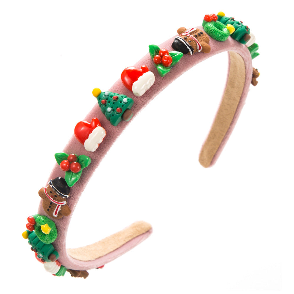 Wholesale New Christmas Simple Thin Flannel Gingerbread Man Accessories Headband