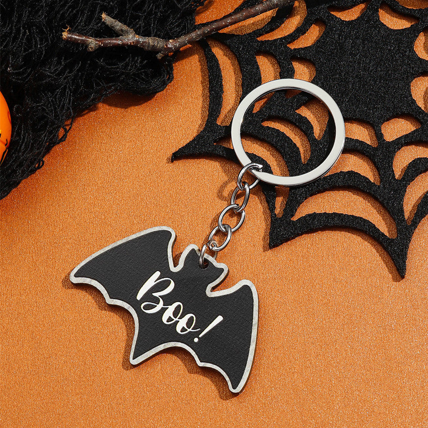Wholesale Halloween Bat Pumpkin Spooky Spider Skull Cat Wooden Keychain