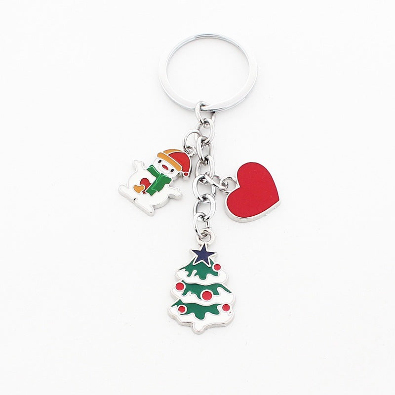 Wholesale Christmas Santa Claus Christmas Tree Drop Oil Zinc Alloy Keychain